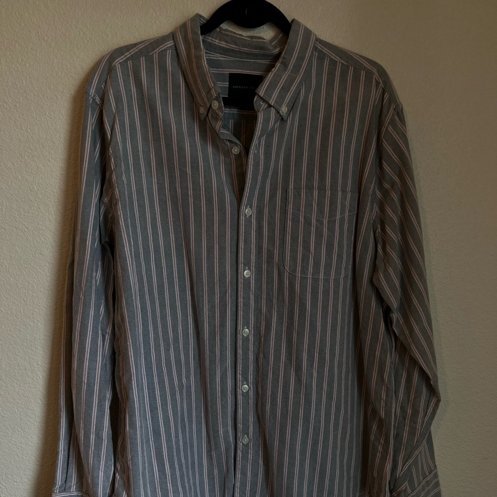American Eagle Striped Button Down Dress Shirt